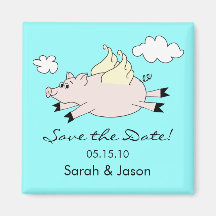 Flying Pig Save the Date Magnet, Tiffany Blue