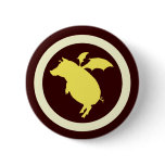 Flying piggy pinback button