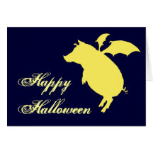 Flying piggy greeting cards