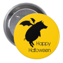 Flying piggy pinback buttons
