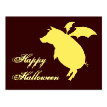 Flying piggy post card