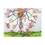 Flying Pigs Around the Maypole Postcard