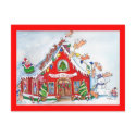 Flying Pigs Decorate the House for Christmas Postc postcards