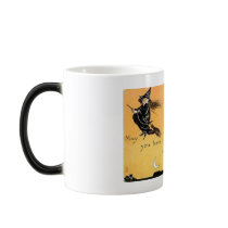 Flying Pumpkn and Witch Vintage Halloween Mug