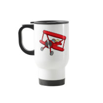 Flying red biplane mug