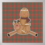 flying reindeer gingerbread man poster