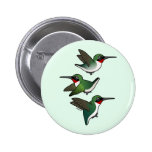 Flying Ruby-throated Hummingbird Pinback Buttons