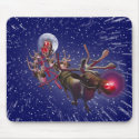 Flying Santa Claus & Rudolph, Red Nosed Reindeer mousepads