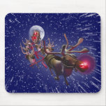 Flying Santa Claus & Rudolph, Red Nosed Reindeer mousepads