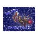 Flying Santa Claus & Rudolph, Red Nosed Reindeer postcards