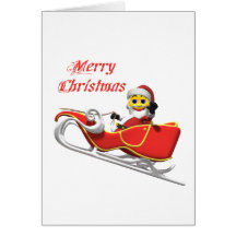 flying santa merry christmas card