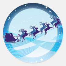 Flying Santa Round Sticker