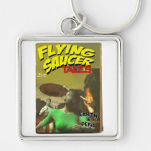 Flying Saucer Tales Fake Pulp Cover Keychain