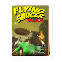 Flying Saucer Tales Fake Pulp Cover Postcard