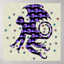Flying Skull Monkey Poster