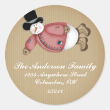 Flying Snowman 15 - Christmas Address Labels Sticker