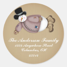 Flying Snowman 17 - Christmas Address Labels Stickers