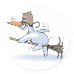 Flying Snowman Stickers