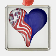 Flying Stripes Heart Christmas Ornaments