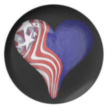 Flying Stripes Heart Dinner Plates