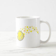 Flying Tennis Ball with Stars Mugs