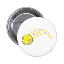 Flying Tennis Ball with Stars Pinback Button