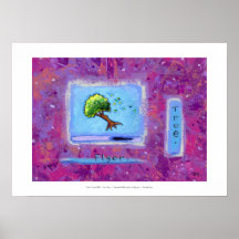 Flying tree art fun colourful modern painting flye print