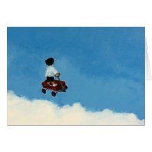 Flying Wagon Greeting Card