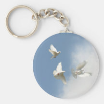 Flying white doves keychain