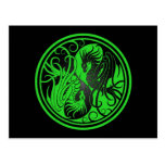 Flying Yin Yang Dragons - green and black Postcard