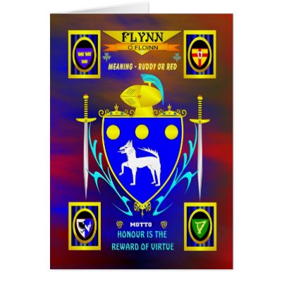 FLYNN FAMILY COAT OF ARMS CREST AND SHIELD CARD by phedderman