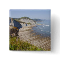 Flysch in the coast of Zumaia, Guipuzcoa, Basque Pinback Button