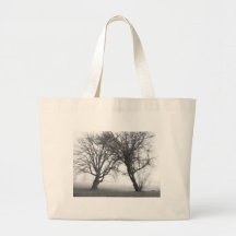 Foggy Trees Black & White Tote Bag