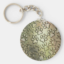 Foil Style Paw Prints Collage Keychains
