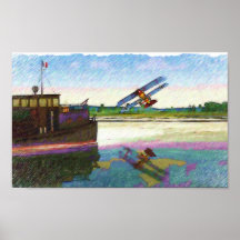 Fokker  D. VII attacks British Boat Posters
