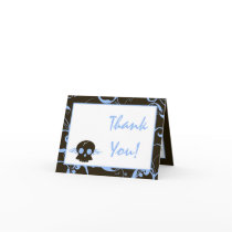 Folded Thank You Card Boy Blue Punk Skull Flame