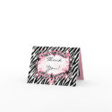 Folded Thank you Card Girly Butterfly Zebra Print