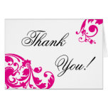Folded Thank you Card Hot Pink Floral Filigree
