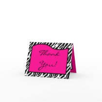 Folded Thank you Card Hot Pink Zebra Print