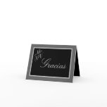 Folded Thank you Card Mis XV Silver Black