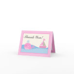 Folded Thank you Card Pink Naut Sail Boat Whale