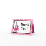 Folded Thank you Card Pink Poodle Paris Eiffel