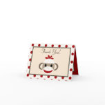 Folded Thank you Card Red Sock Monkey