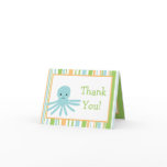 Folded Thank you Card Striped Ocean Sea Life