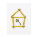 folding ruler, house shape and key postcards