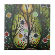Folk Art_By Lori Everett, Day Of The Dead,Tree Art Ceramic Tile