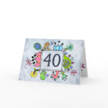 Folk Art Frame 40 40th Birthday Greeting Card