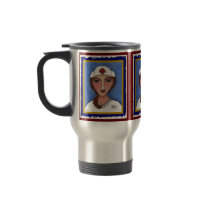 Folk Art Nurse - brunette RN version travel mug