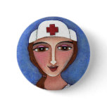 Folk Art Nurse - RN / nursing button