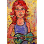 folk girl and colourful guitar photo sculptures